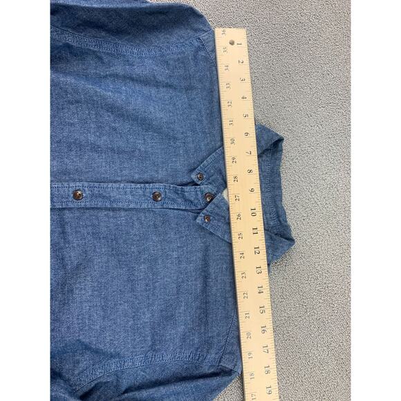 90s Vintage Levi’s Work Shirt Men's Large Blue Chambray Button-up - Picture 4 of 13